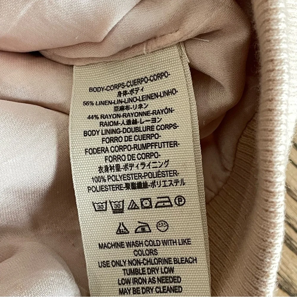 Free People‎ Bomber Jacket Rouched Linen Almond Womens XS